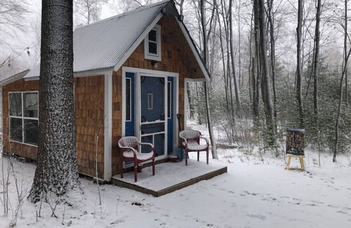 Pine City House | Old Blue Tiny House/bath house with breakfast/spa