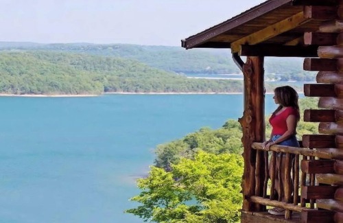 Sylvan Shores Cabin | One Story Beaver Lake Cabin, Mountain Top lakeview with dock & SPECTACULAR VIEW!
