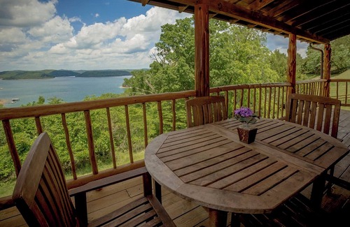 Sylvan Shores Cabin | One Story Beaver Lake Cabin, Mountain Top lakeview with dock & SPECTACULAR VIEW!