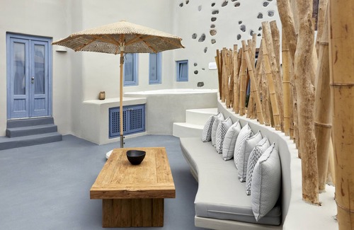 Pyrgos Apartment | Outdoor hot tub, Caldera and sunset views