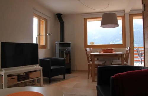 St. Luc Ski Chalet | Outside: 4-person chalet with balcony, terrace with garden furniture, breathtaking views of the Val