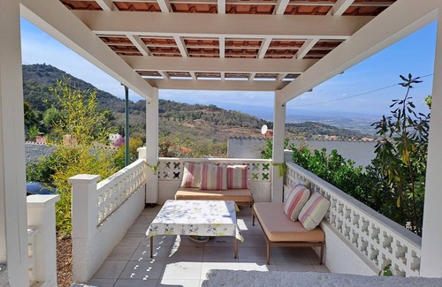 Laroque-des-Alberes Apartment | Panoramic view, with swimming pool: between sea and mountains, in a peaceful setting.