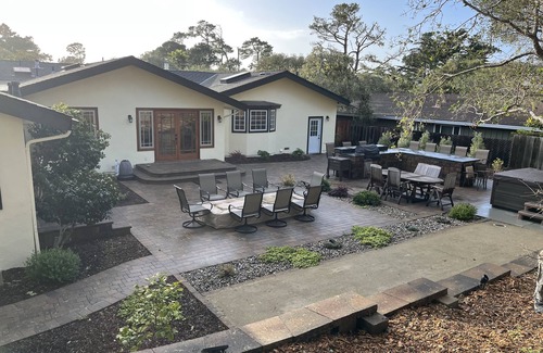 Del Monte Forest House | Pebble Beach Retreat with outdoor gas firepit and hot tub
