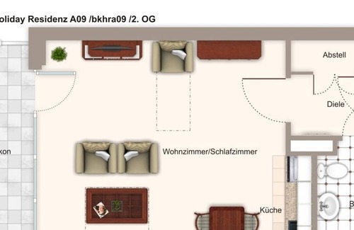 Borkum Apartment | Pet-free 1-room apartment with a sunny balcony on the island of Borkum - Holiday Residenz