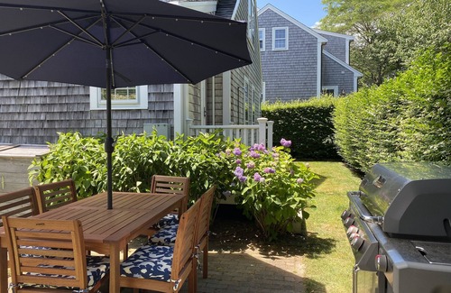 Nantucket Town Cottage | Pet friendly cottage in town on quiet paved street- AC, Wifi, Laundry, Parking