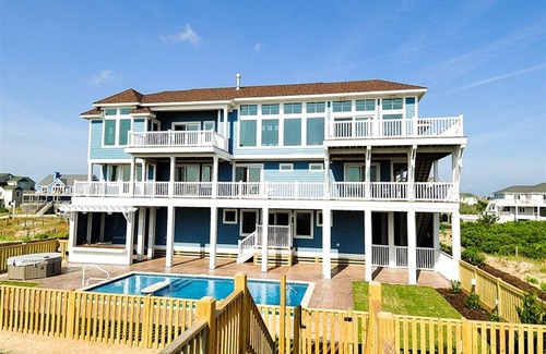 Whalehead Beach House | Pop Of Heaven J10907 - Oceanfront Private Pool w Direct Beach Access - Theater!