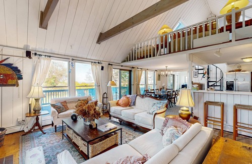 Oak Bluffs House | Private island house with close beach access and water view from deck