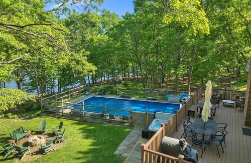 Pocono Mountain Lake House | Pvt Hot Tub, Lakefront, Arcade, Heated Pool, Hike Ping Pong, Foosball