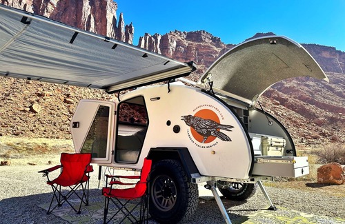 Moab House | Red Rock Base Camps Teardrop Trailer #2. Take your hotel room outside!