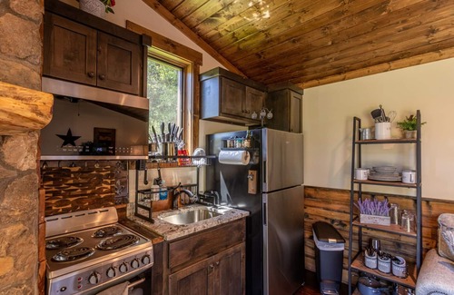 Banner Elk Cabin | Red Wolf Chalet -Tiny Home with Eagles Nest amenities, private fire pit, pet friendly