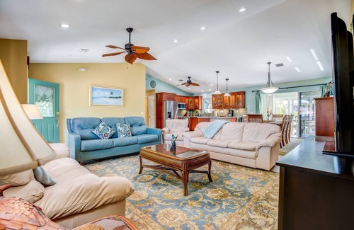 Coury House | Reel 'Em In: Your Beautiful KCB Retreat, Private Pool, Dock, Tiki Hut, Cabana Club & Dog-Friendly!