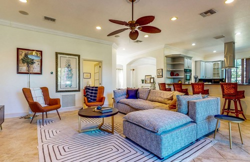 Loxahatchee House | Renovated, elegant retreat with a fitness room, work desks, large deck, & W/D