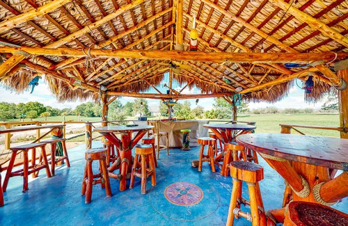 Waller House | Resort-Style Oasis with Swimming Pond, Beach, Tropical Hut & Bar