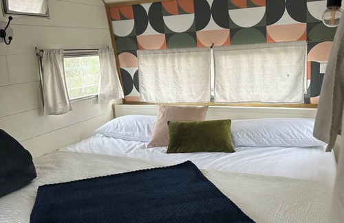 Lava Hot Springs House | Retro Camper king size bed