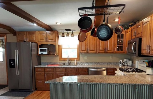 Grand Detour House | Riverfront 3 BR 2 BA Home on Private Wooded Lot