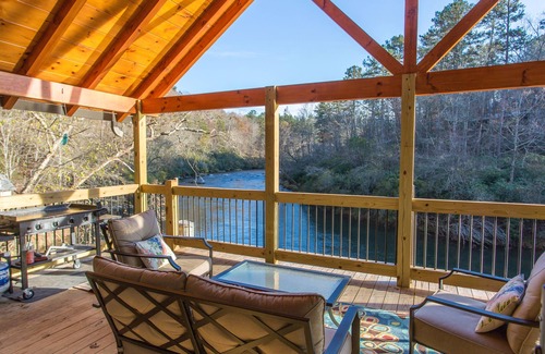 Ellijay Cabin | Riverside Elegance: Twin Luxury Lodges in Ellijay – Symphony of Nature & Comfort