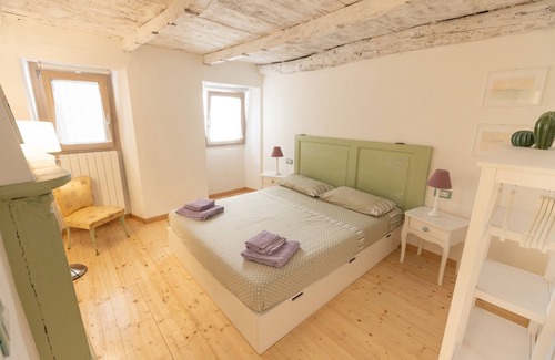 Trarego Viggiona House | Romantic and cuddly double room with fireplace-library and giant shower.