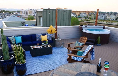 Old Town North House | Rooftop Oasis, with Hot Tub and Mtn Views in Old Town Fort Collins!