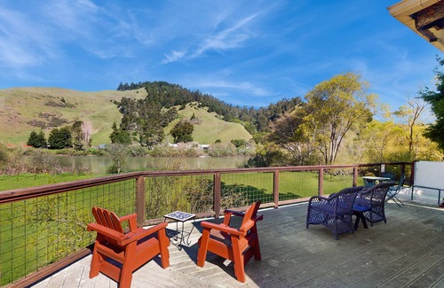Duncans Mills House | Russian River Home- Stunning riverfront views, spa, bikes, kayaks, private dock