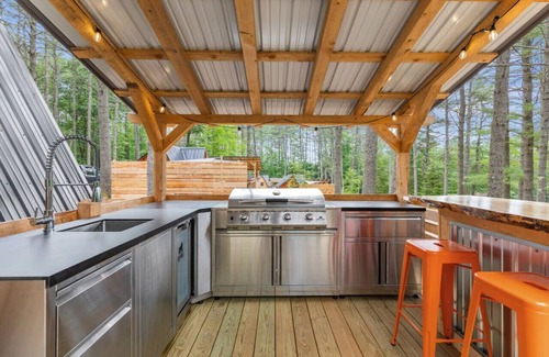 Oxford Cabin | Rustic A-Frame Getaway with Hot Tub