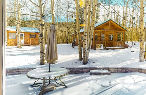Cripple Creek House | Rustic home with mountain views, wood-burning stove, basketball court, & patio