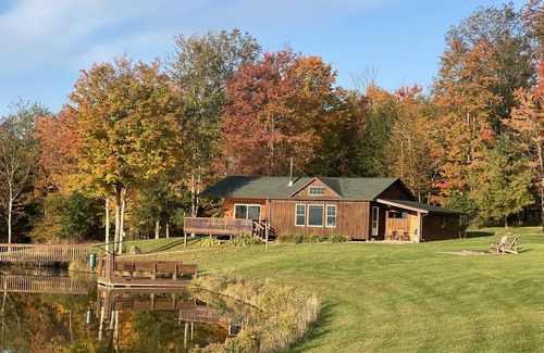 Dansville Cabin | Rustic Log Cabin with Pond and Breathtaking View