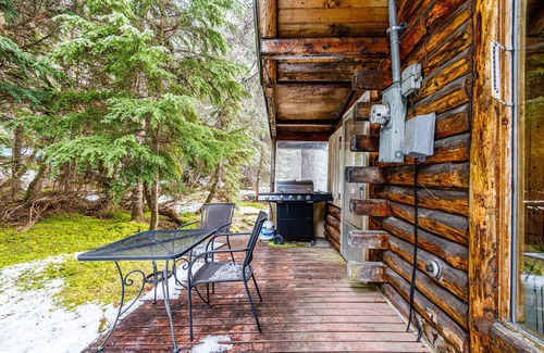 Alyeska Cabin | Rustic mountain cabin with wood stove, spacious deck, private W/D