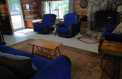 Dennysville Cottage | Rustic two-story log cottage, River-view, Pet-friendly, Downeast Maine
