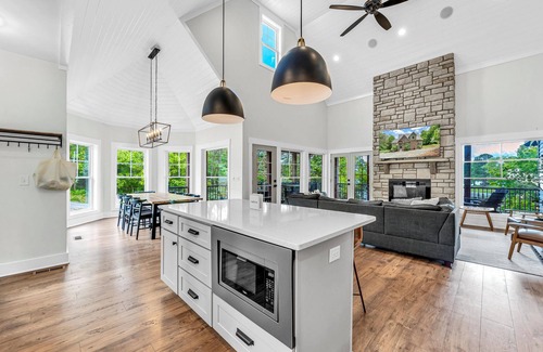 Moneta House | Sandy Bottom Cove, New Lakefront Luxury w/Covered Decks + Heated Salt Pool, Beach, Hot Tub, Dock!