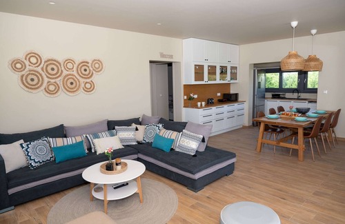 Aravissos Villa | Sea Echoes Villa on the beach, family- and pet-friendly, with garden & BBQ!