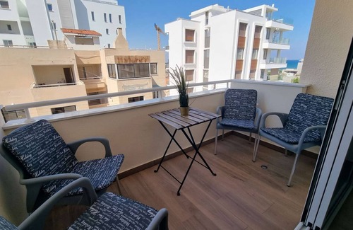 Larnaca Apartment | Sea View Apt - 2 min walk to the Beach + 200Mbit