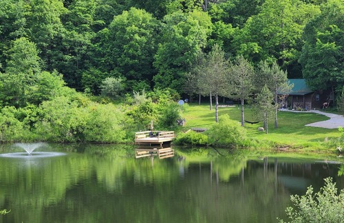 Carbon Hill Cabin | Secluded Cabin near Hocking Hills with Stocked Pond/ Hot Tub on 40 acres