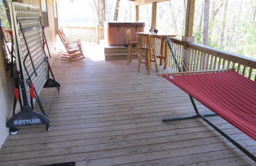 Topton Cabin | Secluded, lake view with hot tub, billiards, ping pong & hammock