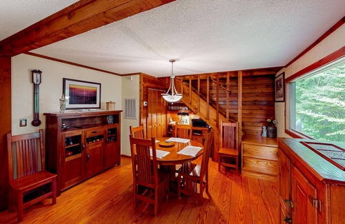 Whittier House | Secluded sunlit cabin with large patio, deck, fireplace & perfect mountain views