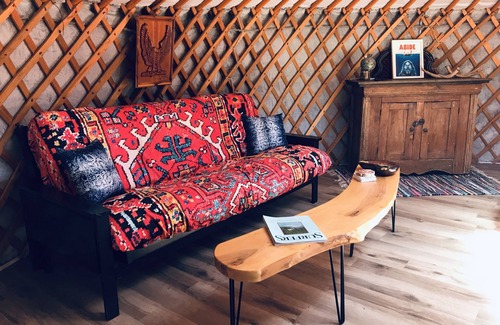 Boularderie RV Rental | Secluded yurt down by the river