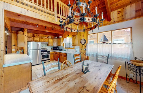 Tahoe Pines Cabin | Serene cabin with expansive deck, grill, fireplace - near skiing - walk to beach