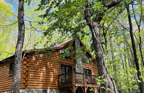 West Jefferson Cabin | Serenity Meets Convenience - Honey Bear Log Cabin Near Downtown West Jefferson