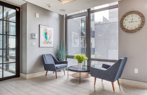 Hunters Point Apartment | Sleek LIC 1BR w/Gym, Doorman, Elevator & Private Balcony, by Blueground