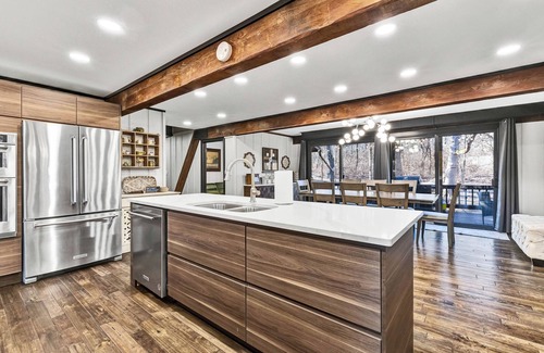 McHenry House | Spacious A-Frame sleeps 25 on 5 wooded acres with a private fishing pond