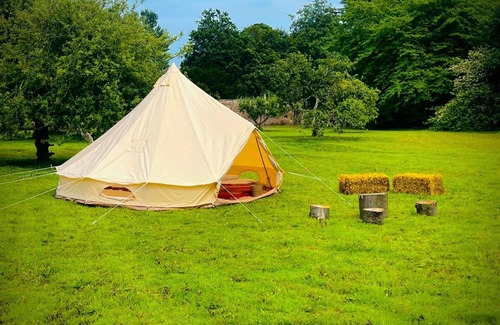Gilmerton RV Rental | Spacious Bell Tent Nestled in Our Orchard Field at Edinburgh Festival Glamping!