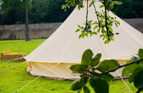 Gilmerton RV Rental | Spacious Bell Tent Nestled in Our Orchard Field at Edinburgh Festival Glamping!