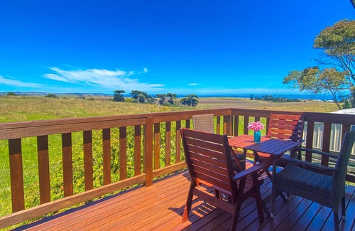 Coronet Bay House | Spectacular ocean, mountain and farm views at Karinya Beach House