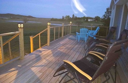 Lubec Cottage | Spectacular two- bedroom beachfront, beautiful lit-up deck for sunset dining!