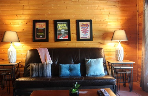 Leakey Cabin | Springs Cabin located near the pool area.