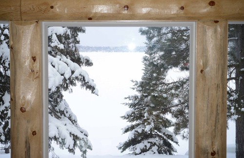 Park Rapids Resort | Spruce with two story high windows with loft on the premier lake of Big Sand