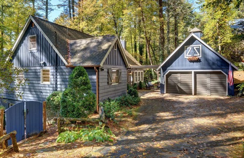 Lake Sequoyah House | Storybook Cottage 5 Minutes from Town with Private Dock with Kayaks, EV Charger