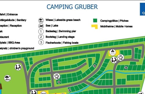 Faak am See RV Rental | Strandcamping Gruber - Mobilheim, Dusche, WC, 2 Schlafräume