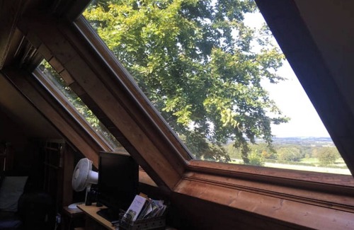 Cowbeech Apartment | Studio & balcony with tree growing through it, spiral staircase, stunning views.