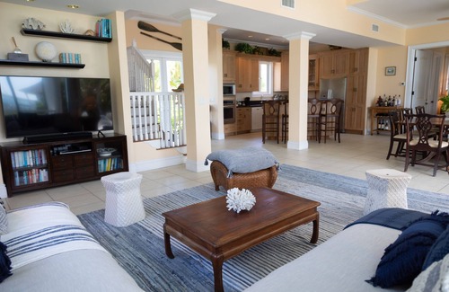 Dunmore Town House | Stunning waterfront property with panoramic sunset views + pool + dock