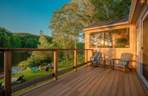 Barnstead House | Stylish lake home with private beach, dock and firepit for swimming, kayaking, hiking